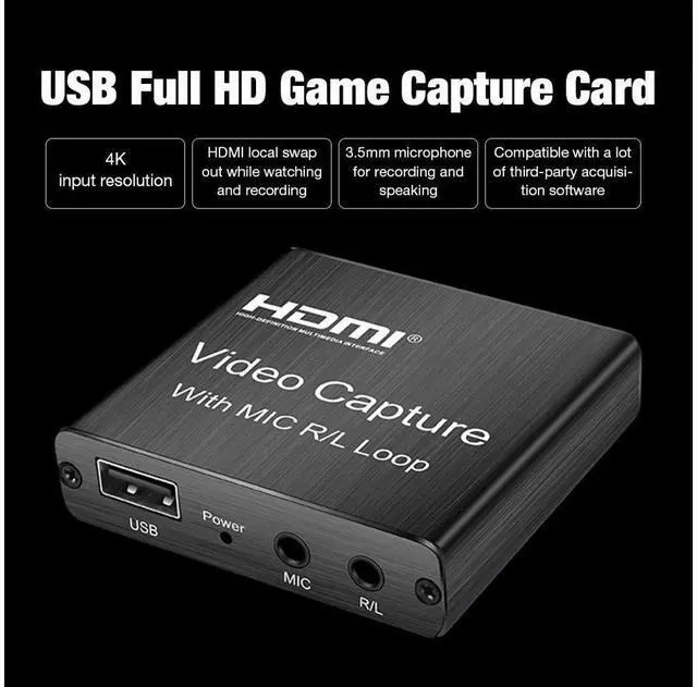 Alt view image 3 of 7 - 4K Video Capture Card with HDMI Loop 3.5mm R/L Stereo/MIC Output HD 1080P Broadcast Live, Game Capture Cards HDMI to USB , Record via DSLR, Camcorder, Camera, PS4, Xbox one, Wii U, Nintendo Switch