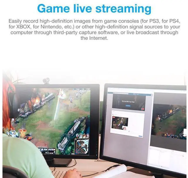 Alt view image 6 of 7 - 4K Video Capture Card with HDMI Loop 3.5mm R/L Stereo/MIC Output HD 1080P Broadcast Live, Game Capture Cards HDMI to USB , Record via DSLR, Camcorder, Camera, PS4, Xbox one, Wii U, Nintendo Switch