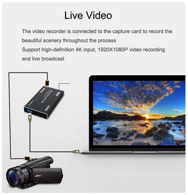 Alt view image 5 of 7 - 4K HDMI Video Capture Card USB3.0 1080p 60Hz Capture Card Screen Dongle Game Streaming Live Broadcasts Video Recording With Video HDMI Loop Out Audio Microphone Input For Linux Mac OS Windows PS4