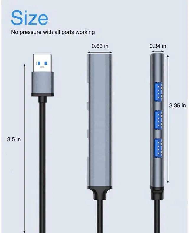 Alt view image 5 of 7 - USB Hub, 4 Port USB 3.0*1 Hub, 2.0*3 Hub Splitter for Laptop, PC, U Disk, Multiport Mini USB Adapter Expander w/Aluminum Shell, Ultra Slim 4-Pout USB Hubs Extender for Laptop, Mouse, PC eokCXOY