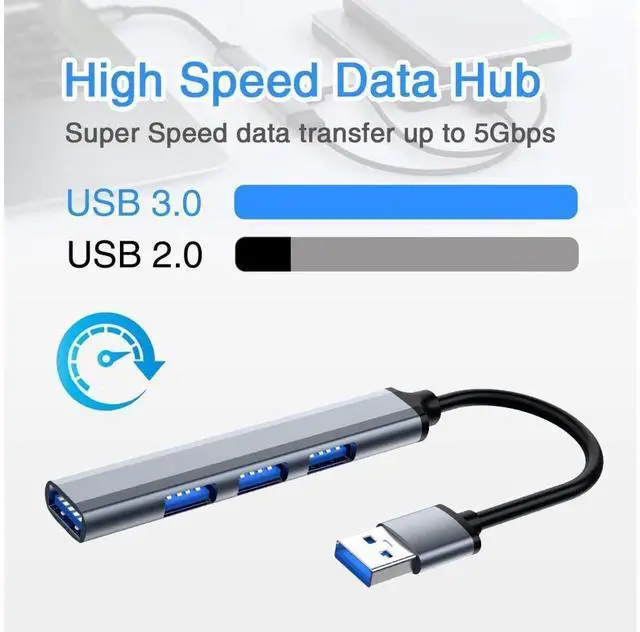 Alt view image 3 of 7 - USB Hub, 4 Port USB 3.0*1 Hub, 2.0*3 Hub Splitter for Laptop, PC, U Disk, Multiport Mini USB Adapter Expander w/Aluminum Shell, Ultra Slim 4-Pout USB Hubs Extender for Laptop, Mouse, PC eokCXOY