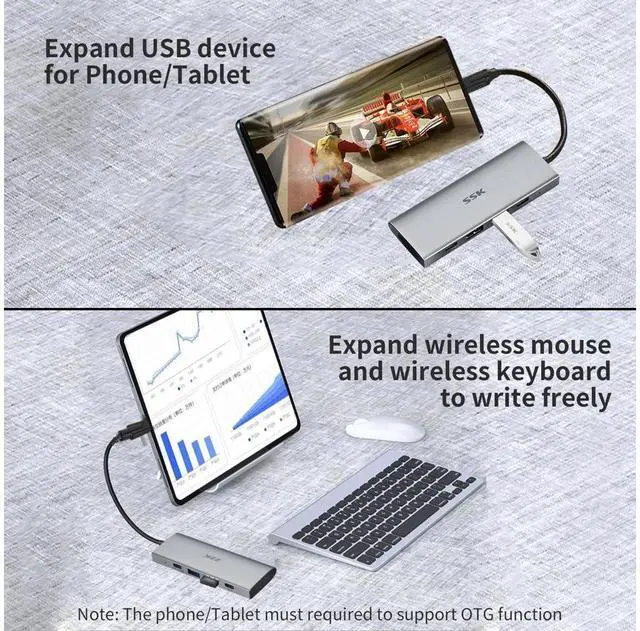 Alt view image 6 of 6 - SSK USB C 10Gbps Hub, 4-in-1 SuperSpeed USB 10Gbps Type C Multiport Adapter with 2 USB C 2 USB A 3.1/3.2 Gen2 10Gbps Ports,USB C Dock for iMac/MacBook/Pro/Air/Surface Pro and More Type C Devices
