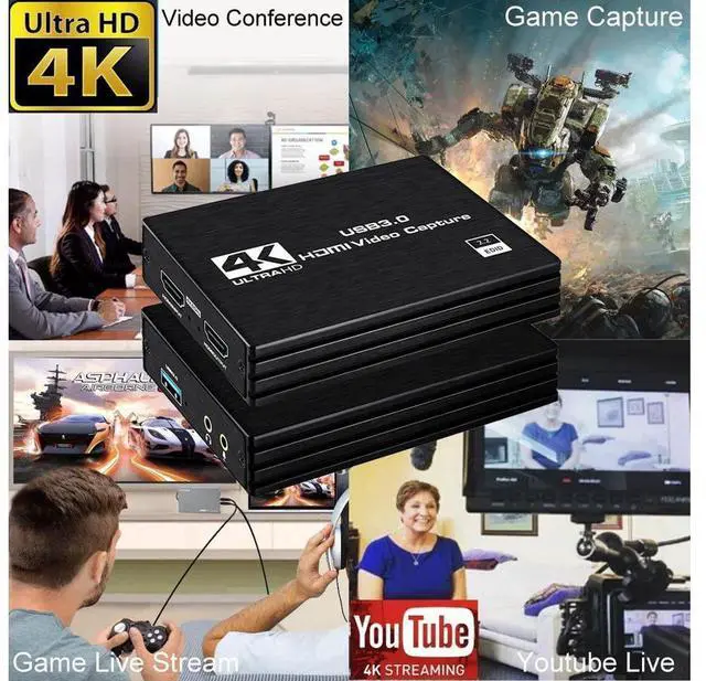 Alt view image 7 of 7 - 4K Video Capture Card, HDMI to USB/Type-C Video Capture Device,1080p 60fps Game Capture Card for Live Streaming/Video Recording/Screen Sharing/Game Playing, Recording Work with PC/PS4/XBOX/Switch/DSLR