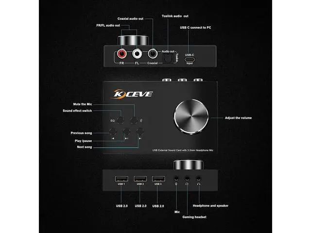 Alt view image 6 of 7 - External Sound Card with Volume Control, Multimedia USB Controller Knob, USB Audio Adapter with 3.5mm Headphone and Microphone Jack, for Windows, Mac, Linux, PC, Laptops, Desktops eokCXOY
