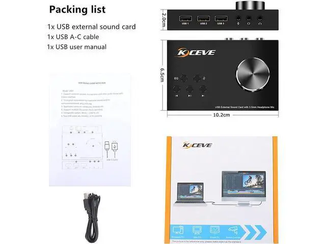 Alt view image 7 of 7 - External Sound Card with Volume Control, Multimedia USB Controller Knob, USB Audio Adapter with 3.5mm Headphone and Microphone Jack, for Windows, Mac, Linux, PC, Laptops, Desktops eokCXOY