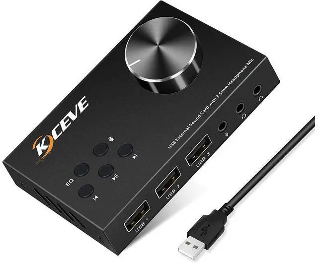 Main image of External Sound Card with Volume Control, Multimedia USB Controller Knob, USB Audio Adapter with 3.5mm Headphone and Microphone Jack, for Windows, Mac, Linux, PC, Laptops, Desktops eokCXOY