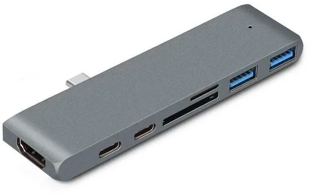 Alt view image 4 of 6 - USB C Hub 7-in-1 Type-C Adapter Hub Connect USB 3.0, 4K HDMI Port, SD and MicroSD Card, 40Gbps Thunderbolt 3 Port, USB C Power Delivery for MacBook 2016/2017 and More USB C Devices-Silver eokCXOY