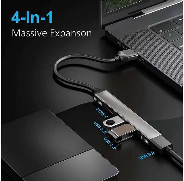 Alt view image 2 of 7 - USB Hub, 4-Port Mini USB Data Dongle,USB Hub 3.0, USB Hub 2.0, USB Adapter, USB Expander Hub for Laptop, Ultra Slim Portable USB Splitter for i-M-a-c Pro,M-a-c-B-o-o-k Air, M-a-c Mini/Pro, Surface Pro