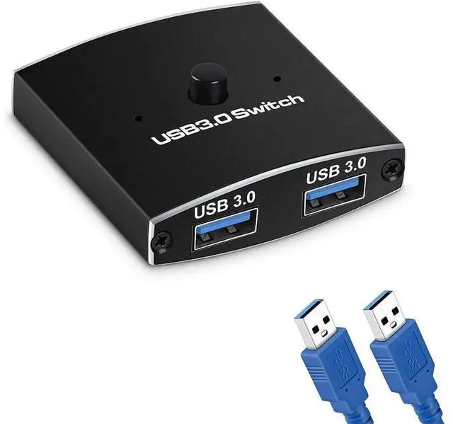 Main image of USB 3.0 Switch Selector, Bi-directional USB 3.0 KVM Switch 5Gbps 2 in 1 Out / 1 in 2 Out USB 3.0 Switcher Adapter for Keyboard, Mouse, Scanner, Printer (with 2x USB 3.0 Cables) eokCXOY