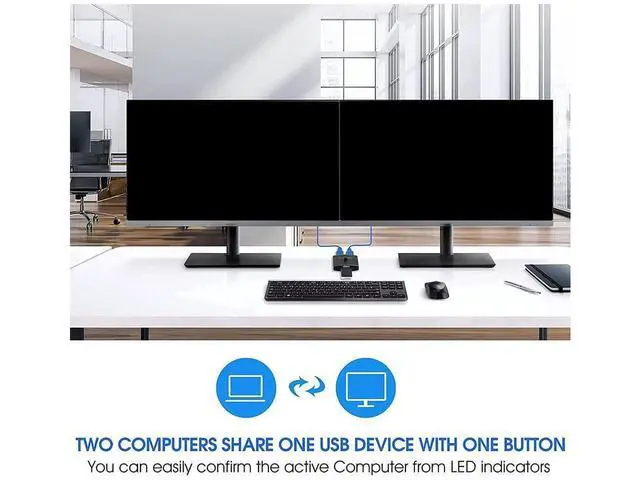 Alt view image 5 of 7 - USB 3.0 Switch Selector, Bi-directional USB 3.0 KVM Switch 5Gbps 2 in 1 Out / 1 in 2 Out USB 3.0 Switcher Adapter for Keyboard, Mouse, Scanner, Printer (with 2x USB 3.0 Cables) eokCXOY