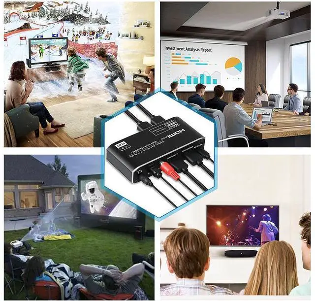 Alt view image 7 of 7 - 4K @60Hz eARC HDMI Swtich Audio Extractor, 2x1 HDMI Audio Converter with Remote Control, 7.1CH Atmos/ eARC/ARC/ Optical Toslink SPDIF/ Coaxial/ 3.5mm Audio Out, Supports HDCP2.3, HDMI2.0b eokCXOY