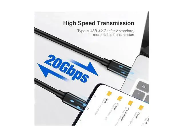 Alt view image 5 of 7 - USB C to USB C Cable 1.6FT/1Pack,Right Angle Type-C/USB C 3.2 Gen 2 20Gbps Cablee 4K@60Hz UHD Video Monitor Cable 100W PD Fast Charging Cable.for Oculus Quest, MacBook Pro,AR,Switch,Phone 15,Laptops