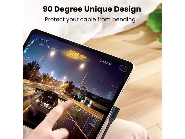 Alt view image 6 of 7 - USB C to USB C Cable 1.6FT/1Pack,Right Angle Type-C/USB C 3.2 Gen 2 20Gbps Cablee 4K@60Hz UHD Video Monitor Cable 100W PD Fast Charging Cable.for Oculus Quest, MacBook Pro,AR,Switch,Phone 15,Laptops