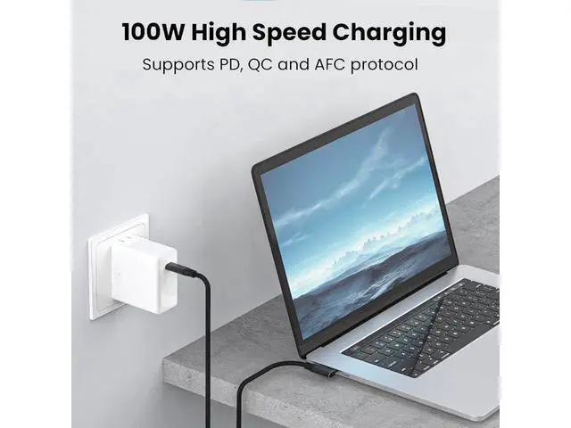 Alt view image 4 of 7 - USB C to USB C Cable 1.6FT/1Pack,Right Angle Type-C/USB C 3.2 Gen 2 20Gbps Cablee 4K@60Hz UHD Video Monitor Cable 100W PD Fast Charging Cable.for Oculus Quest, MacBook Pro,AR,Switch,Phone 15,Laptops
