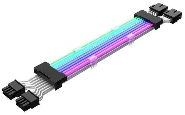 Alt view image 3 of 5 - 0.98ft PSU Extension Cable RGB 5V ARGB ATX 24Pin Streamer PCI-E Rainbow Cord Sync PC Case Decoration eokCXOY