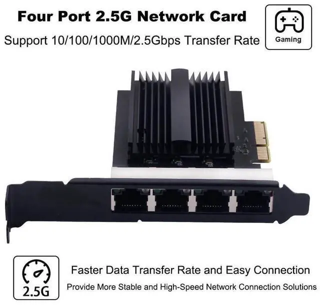 Alt view image 2 of 7 - 4 Port Gigabit NIC for Desktop Gigabit Ethernet Network Adapter with Intel I226 Controller Quad RJ45 Port Network Interface Card for Gaming Office Support for Windows eokCXOY