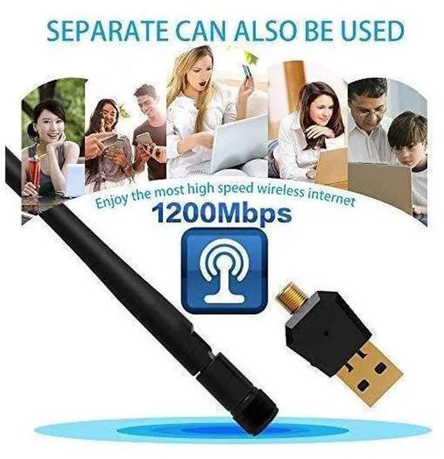 Alt view image 4 of 6 - 1200Mbps Wireless USB WiFi Adapter - Dual Band Wireless WiFi Adapter (2.4G/300M+5G/867M) Wireless Adapter, WiFi Adapter for PC /Laptop/ Desktop, Support Win10/8.1/8/7/XP/ Linux/Mac OS eokCXOY