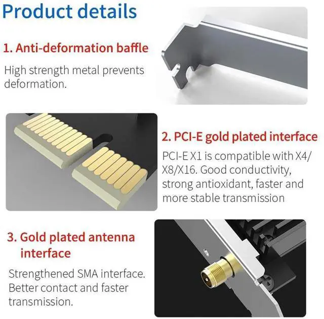 Alt view image 5 of 7 - WiFi 6 PCIE Card 2974Mbps AX200 Wireless Adapter WiFi Card with Bluetooth 5.0, 802.11ax, MU-MIMO, Dual-Band(5GHZ 2400Mbps+2.4GHZ 574Mbps) for PC, Support Windows 10 64bit, Chrome OS and Linux eokCXOY