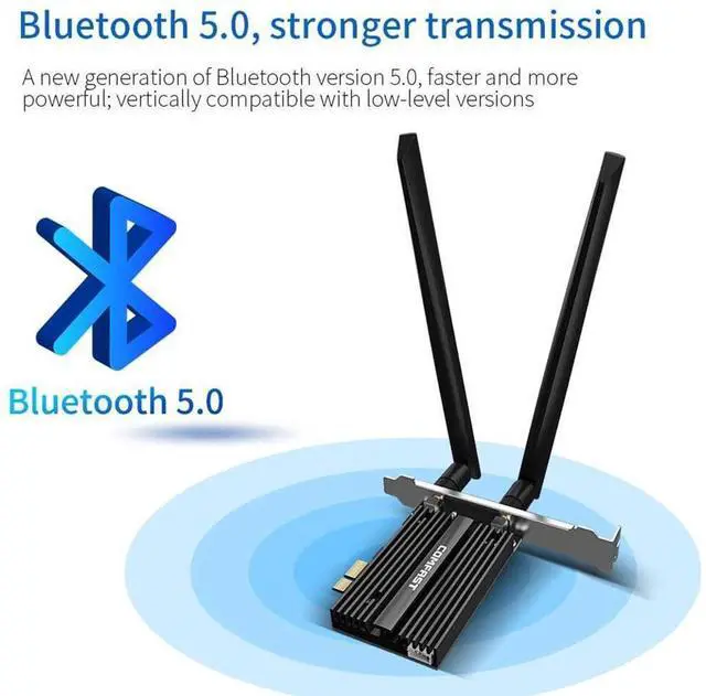 Alt view image 4 of 7 - WiFi 6 PCIE Card 2974Mbps AX200 Wireless Adapter WiFi Card with Bluetooth 5.0, 802.11ax, MU-MIMO, Dual-Band(5GHZ 2400Mbps+2.4GHZ 574Mbps) for PC, Support Windows 10 64bit, Chrome OS and Linux eokCXOY
