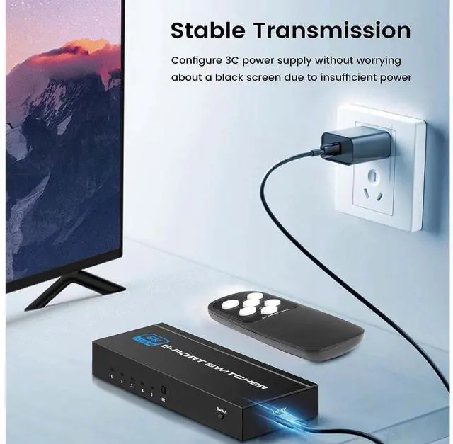 Alt view image 5 of 7 - 8K HDR HDMI Switch, 5 Ports 8K 60Hz HDMI 2.1 Switcher Selector with IR Remote, Supports Ultra HD Dolby Vision, High Speed (Max to 18.5Gbps), HDR10, HDCP 2.3 & 3D - OZ8Q5 eokCXOY