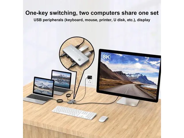 Alt view image 5 of 7 - USB-C 8K KVM Switch DP 1.4 2xUSB-C PC to One DisplayPort Monitors 8K@60Hz 4K@144Hz 3X USB2.0 Sharing Mouse Keyboard Printer 2in 4out Converter Compatible with Thunderbolt 3/4 eokCXOY