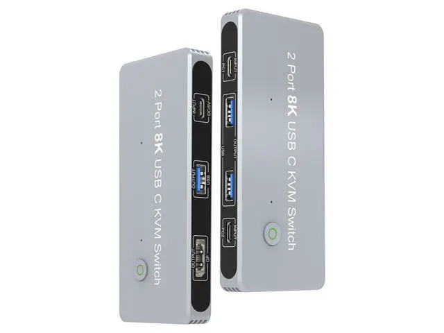 Alt view image 2 of 7 - USB-C 8K KVM Switch DP 1.4 2xUSB-C PC to One DisplayPort Monitors 8K@60Hz 4K@144Hz 3X USB2.0 Sharing Mouse Keyboard Printer 2in 4out Converter Compatible with Thunderbolt 3/4 eokCXOY