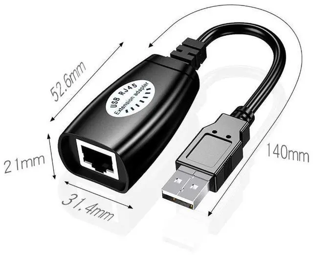 Alt view image 2 of 5 - USB 2.0 to RJ45 Adapter RJ45 LAN Cable Extension Cable USB Extender over Cat5 / Cat5e / Cat6 Cable eokCXOY
