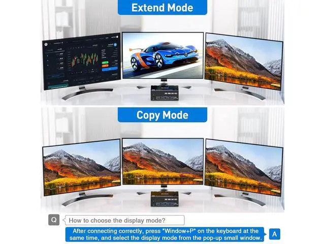 Alt view image 5 of 7 - Triple Monitors KVM Switch 2 Displayport + HDMI USB 3.0 KVM Switch 8K@60Hz,4K@144Hz 3 Monitors 2 Computers KVM Switch with 4 USB 3.0 Ports Included KVM Cables, HDMI 8K@60Hz/4K@60Hz,DP 8K@30Hz/4K@144Hz