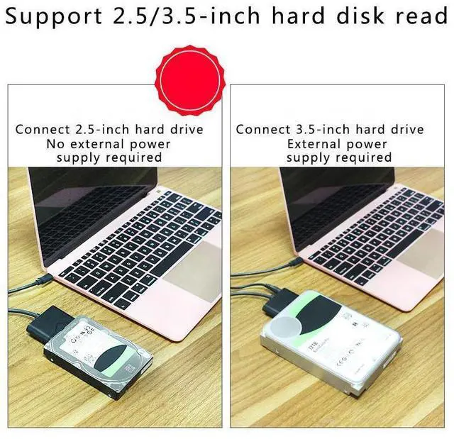 Alt view image 4 of 7 - Type C USB 3.1 To 15 + 7pin SATA 3.0 2.5 / 3.5 Inch Hard Disk Adapter Converter USB 3.1 Type C To SATA HDD / SSD Cable eokCXOY