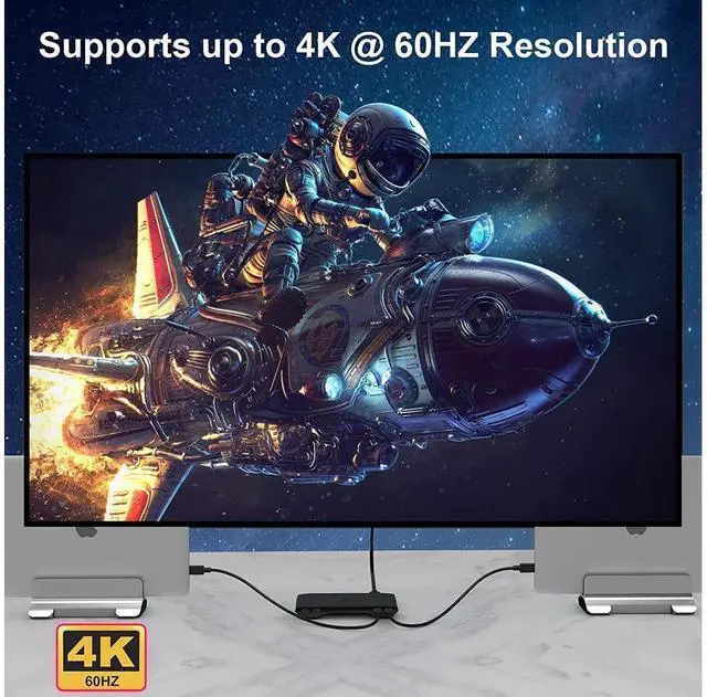 Alt view image 3 of 7 - USB C KVM Switcher 4K @60Hz, 2 in 1 Out Type-C KVM Switch for 2 Computers Share 1 HDMI Monitor + 3 USB Input + 2 PD 60W Input + Audio Microphone Output, USB C KVM with 2 USB-C Cables and Wired Remote