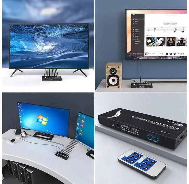 Alt view image 2 of 7 - HDMI Matrix 4x2, MT-VIKI HDMI Matrix Switch 4 in 2 out Splitter with 3.5mm Stereo L/R RCA Audio & IR Remote Control eokCXOY