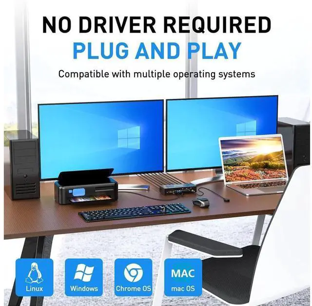 Alt view image 7 of 7 - Dual Monitor Displayport KVM Switch 8K@30Hz 4K@144Hz, USB 3.0 KVM Switches 3 Computers 2 Monitors Displayport 1.4 with 4 USB 3.0 Ports for USB Devices, DP Monitor Switch for 3 PCs, with Wired Remote