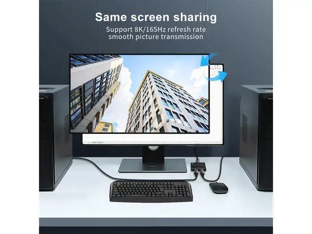 Alt view image 7 of 7 - DisplayPort Switch 8K Splitter Bidirectional DP 1.4 Switcher 2 in 1 Out/1 in 2 Out Supports 8K@60Hz 4K@120Hz Compatible with PC Host Monitor Laptop etc eokCXOY