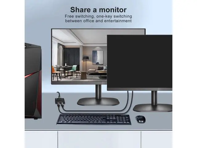 Alt view image 6 of 7 - DisplayPort Switch 8K Splitter Bidirectional DP 1.4 Switcher 2 in 1 Out/1 in 2 Out Supports 8K@60Hz 4K@120Hz Compatible with PC Host Monitor Laptop etc eokCXOY