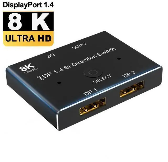 Main image of DisplayPort Switch 8K Splitter Bidirectional DP 1.4 Switcher 2 in 1 Out/1 in 2 Out Supports 8K@60Hz 4K@120Hz Compatible with PC Host Monitor Laptop etc eokCXOY