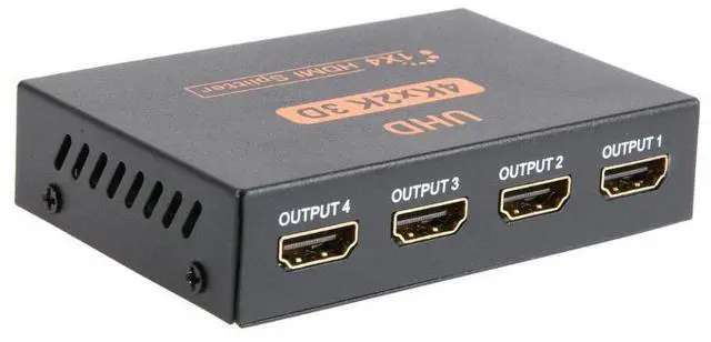 Alt view image 2 of 7 - HDMI Splitter 1 in 4 Out 4 Port 1x4 Full HD 3D 1080P HDMI 1.4 Splitter with Switcher Converter Support 4KX2K 3D Digital Audio Format-Black(4 Port HDMI Splitter 4K) eokCXOY