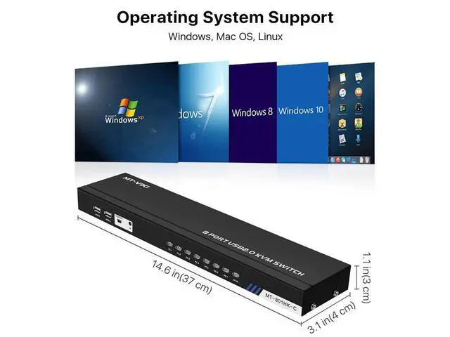 Alt view image 5 of 7 - 4K HDMI KVM Switch Box - Video Keyboard Mouse Switch Board, 8 Ports HDMI, 4 USB KVM Switch USB Switch 8 Computer Control, with 3-Switching Methods, Plug-and-Play, Black eokCXOY