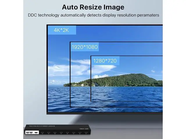 Alt view image 6 of 7 - 4K HDMI KVM Switch Box - Video Keyboard Mouse Switch Board, 8 Ports HDMI, 4 USB KVM Switch USB Switch 8 Computer Control, with 3-Switching Methods, Plug-and-Play, Black eokCXOY