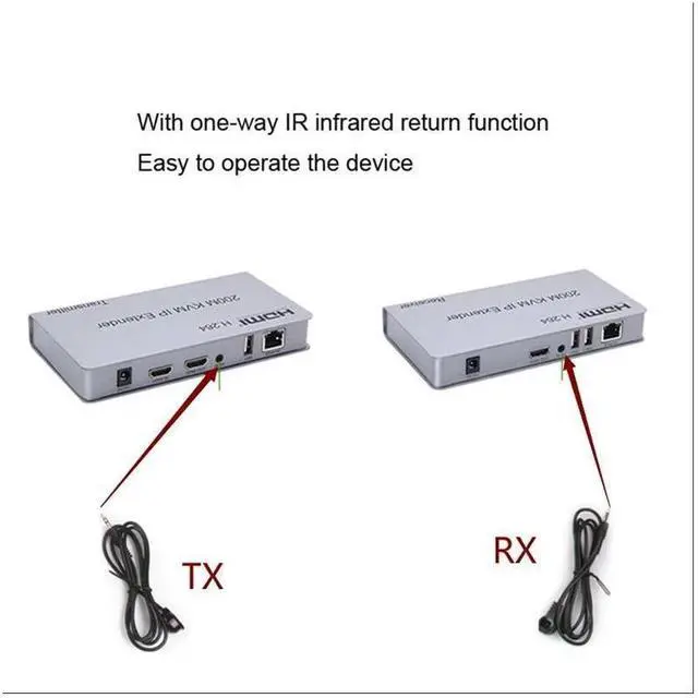 Alt view image 5 of 7 - 1080P HDMI KVM Extender USB Mouse/Keyboard Extension 200M by Cat/RJ45/LAN/UTP Network Cable,IR Control,TX/RX 3.5MM R/L Audio Output eokCXOY