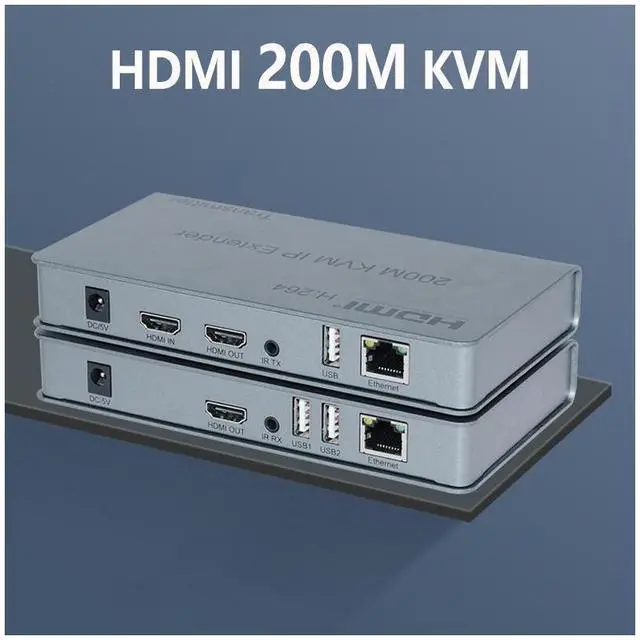 Alt view image 2 of 7 - 1080P HDMI KVM Extender USB Mouse/Keyboard Extension 200M by Cat/RJ45/LAN/UTP Network Cable,IR Control,TX/RX 3.5MM R/L Audio Output eokCXOY
