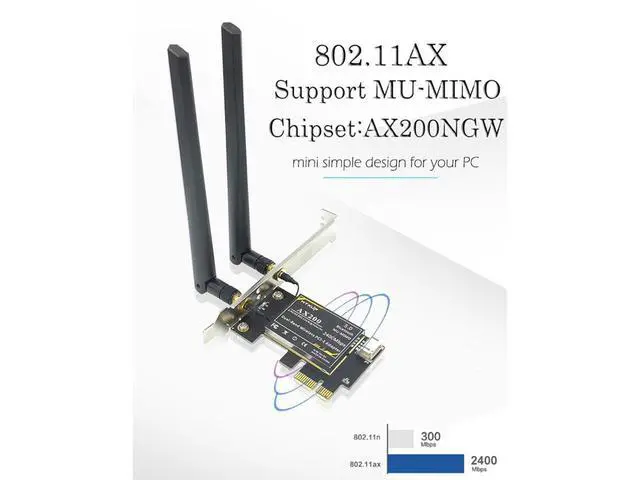 Alt view image 4 of 7 - WiFi 6 Card & Bluetooth 5.0 Wireless Adapter for Windows 10 64-bit - PCIE AC 3000Mbps Bluetooth Wireless Network Card - AX200 2.4Ghz/5.8Ghz Heat Sink PCI Express Wi-Fi Adapters eokCXOY
