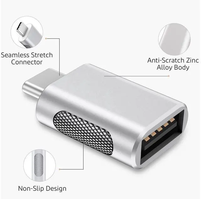 Alt view image 5 of 7 - Upgrade 10Gbps USB C to USB 3.0 OTG Adapter (4 Pack), USB Type C Male to USB A Female, Thunderbolt 4/3 to USB Converter for M-ac-Book Pro/Air, i-Pad, i-Mac and More Type C Devices - Silver eokCXOY
