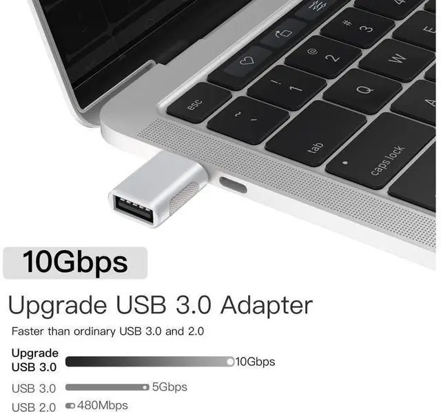 Alt view image 2 of 7 - Upgrade 10Gbps USB C to USB 3.0 OTG Adapter (4 Pack), USB Type C Male to USB A Female, Thunderbolt 4/3 to USB Converter for M-ac-Book Pro/Air, i-Pad, i-Mac and More Type C Devices - Silver eokCXOY