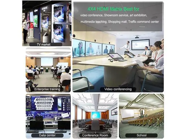 Alt view image 6 of 7 - 4K HDMI Splitter, 4 in 4 Out HDMI Matrix Switch, HDMI 2.0 Support 3840x2160@60Hz with Audio Switch, IR Remote+ Button Press + RS232 Control, Support EDID Audio Extractor, 3D, HDR, 18 GBPS, HDCP 2.2