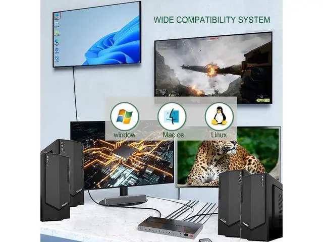 Alt view image 7 of 7 - 4K HDMI Splitter, 4 in 4 Out HDMI Matrix Switch, HDMI 2.0 Support 3840x2160@60Hz with Audio Switch, IR Remote+ Button Press + RS232 Control, Support EDID Audio Extractor, 3D, HDR, 18 GBPS, HDCP 2.2