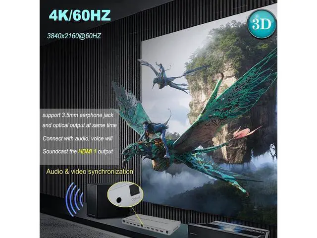 Alt view image 2 of 7 - 4K HDMI Splitter, 4 in 4 Out HDMI Matrix Switch, HDMI 2.0 Support 3840x2160@60Hz with Audio Switch, IR Remote+ Button Press + RS232 Control, Support EDID Audio Extractor, 3D, HDR, 18 GBPS, HDCP 2.2