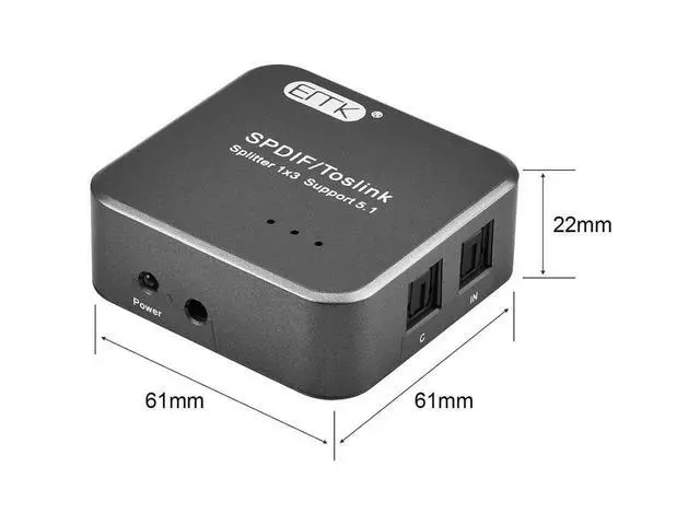 Alt view image 6 of 7 - 1x3 S/PDIF Toslink Digital Optical Audio Splitter[1x3 S/PDIF Toslink Splitter]with Optical Audio Cable for Home Theater, Sound bar, TV, PS4,Blu-ray,Xbox (1X3 S/PDIF Toslink Splitter) eokCXOY