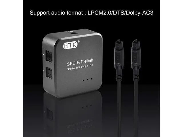 Alt view image 5 of 7 - 1x3 S/PDIF Toslink Digital Optical Audio Splitter[1x3 S/PDIF Toslink Splitter]with Optical Audio Cable for Home Theater, Sound bar, TV, PS4,Blu-ray,Xbox (1X3 S/PDIF Toslink Splitter) eokCXOY