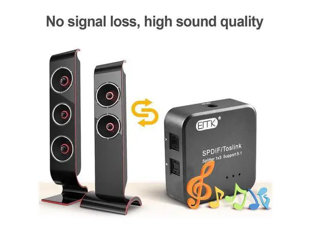 Alt view image 3 of 7 - 1x3 S/PDIF Toslink Digital Optical Audio Splitter[1x3 S/PDIF Toslink Splitter]with Optical Audio Cable for Home Theater, Sound bar, TV, PS4,Blu-ray,Xbox (1X3 S/PDIF Toslink Splitter) eokCXOY