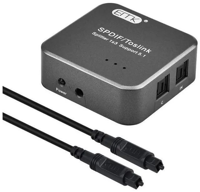 Main image of 1x3 S/PDIF Toslink Digital Optical Audio Splitter[1x3 S/PDIF Toslink Splitter]with Optical Audio Cable for Home Theater, Sound bar, TV, PS4,Blu-ray,Xbox (1X3 S/PDIF Toslink Splitter) eokCXOY